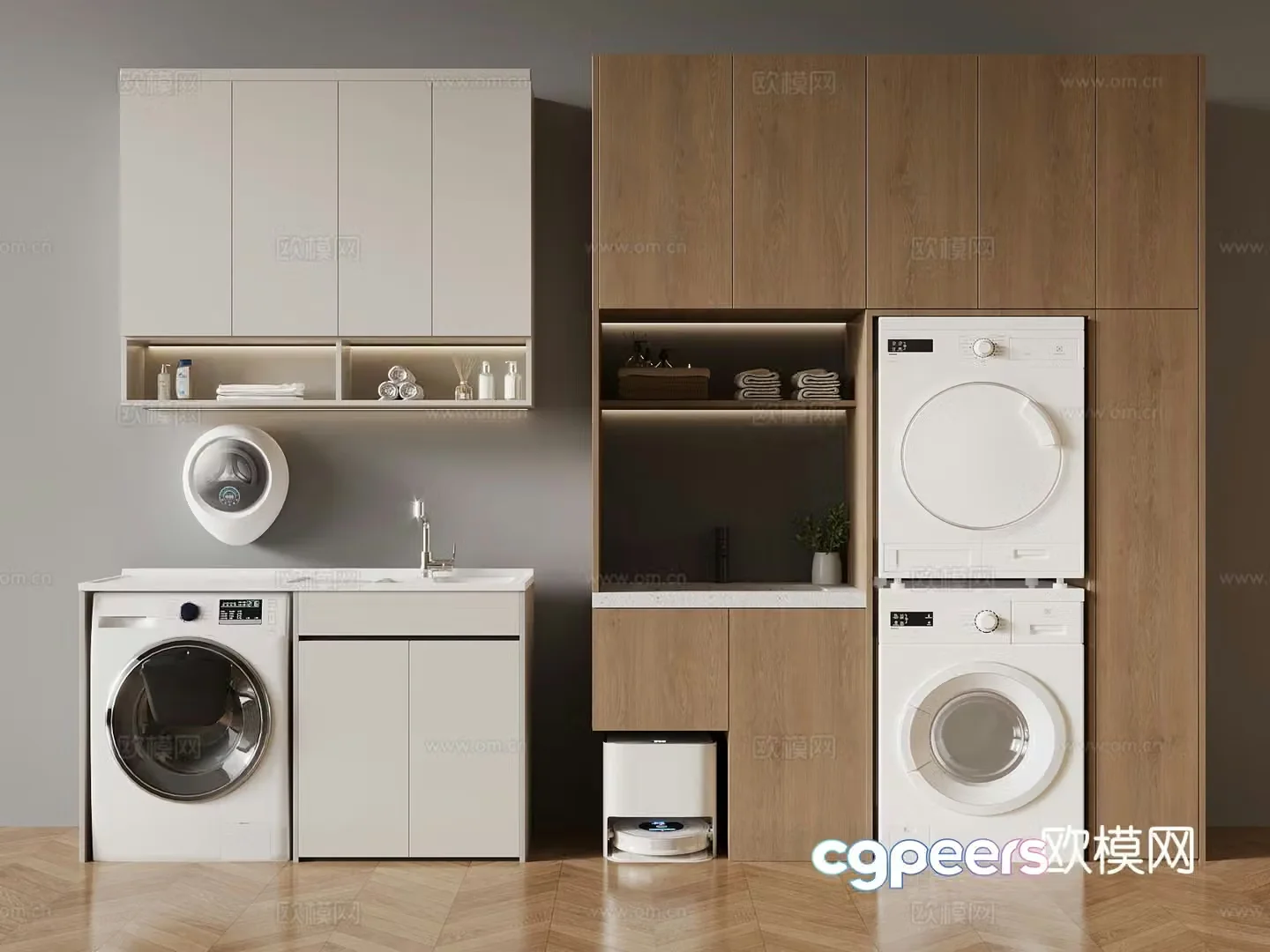 Washing machine cabinet balcony cabinet 3d model