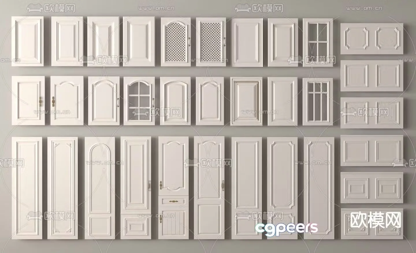 European style cabinet door door panel wardrobe door 3d model