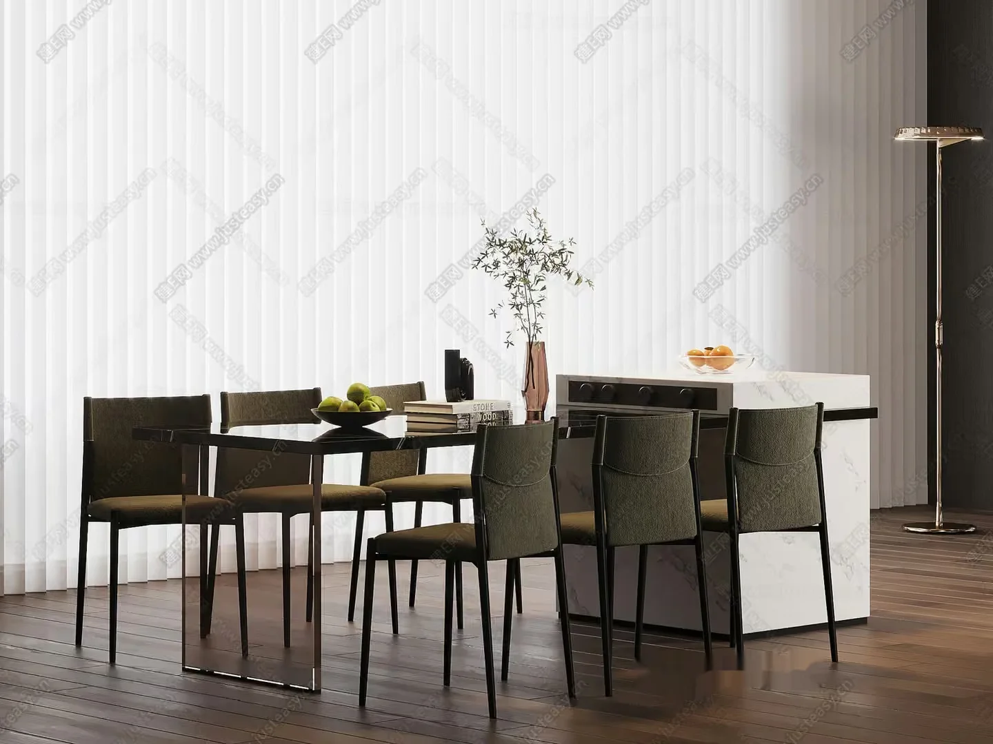 Modern Dining Table And Chairs 3D Model – 1269 – VRAY Render