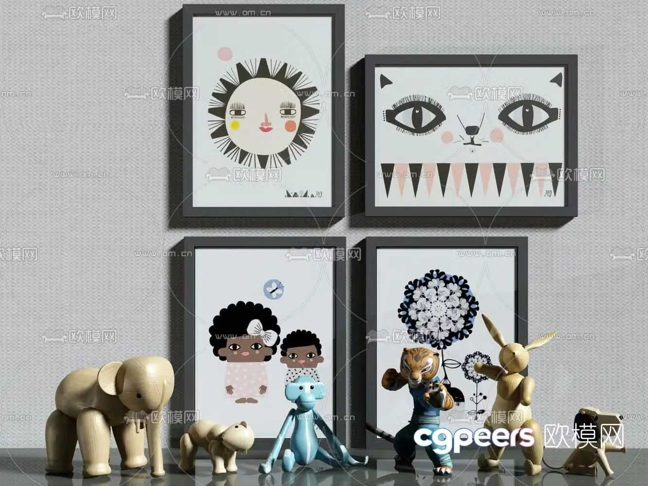 Modern cartoon animal doll 3d model