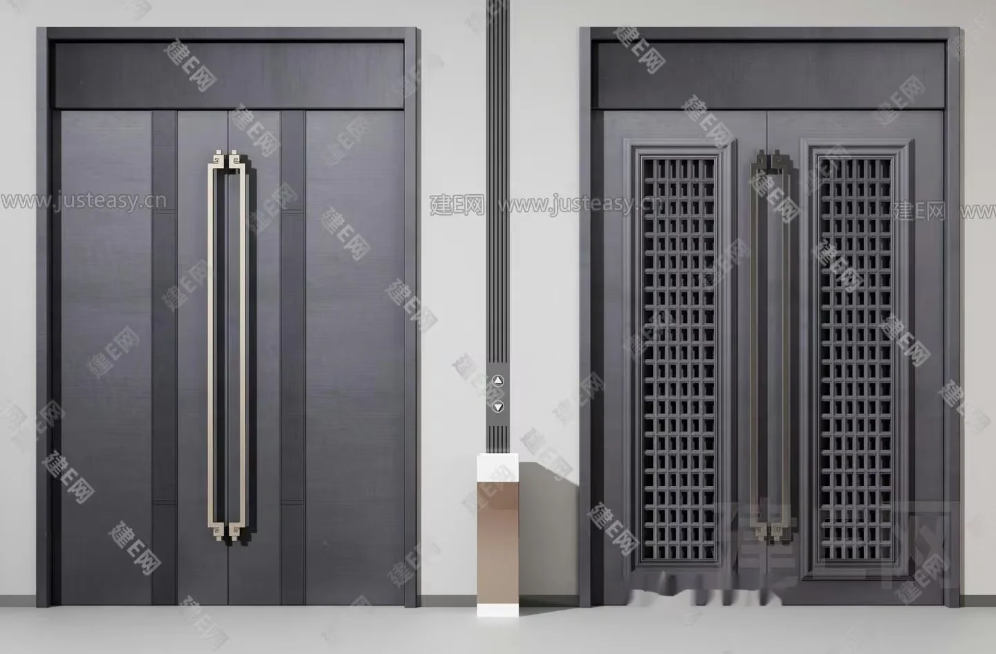 Two Gray Doors 3D Model – 1568 – VRAY Render