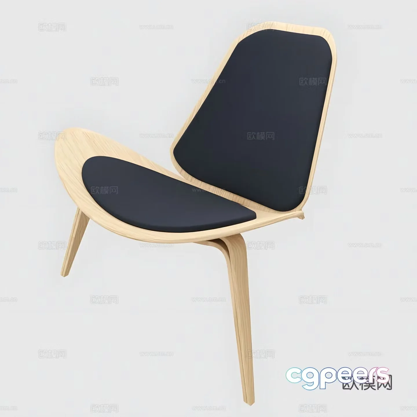 Classic wooden chair dining chair 3D model