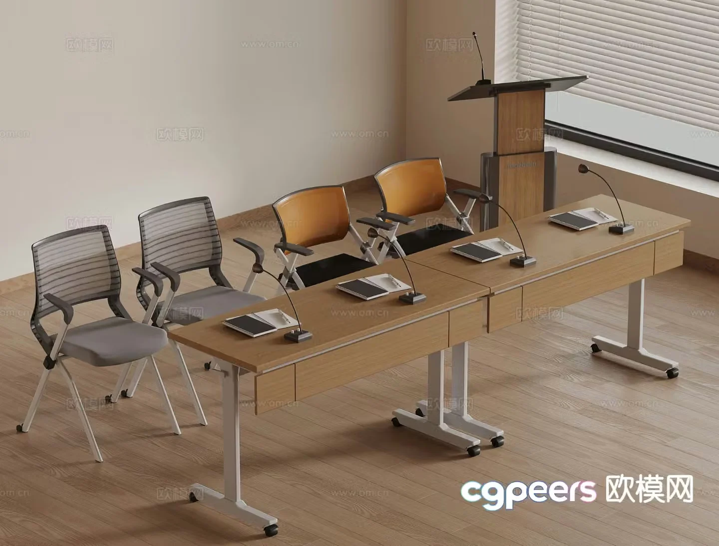 Modern training table lecture podium conference table 3d model