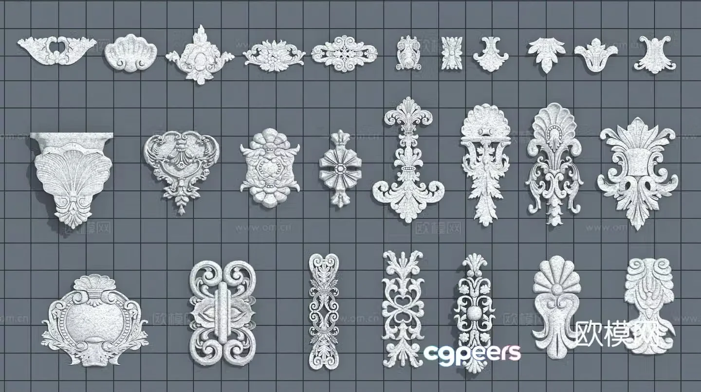 European relief carving plaster carving 3d model