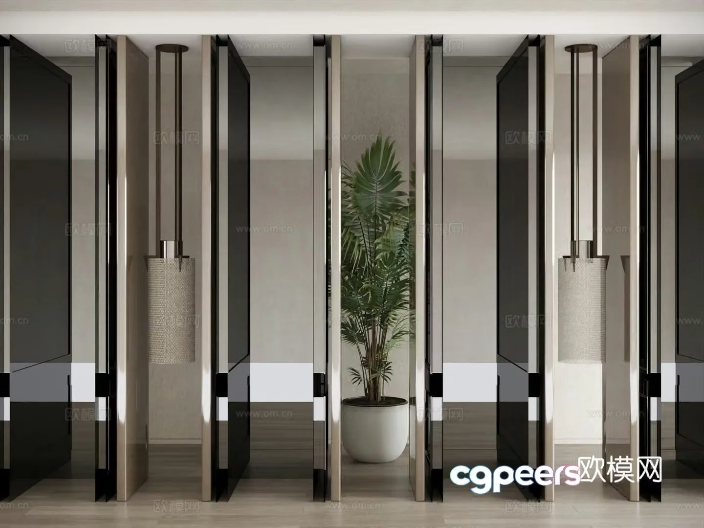 Modern partition restaurant partition partition door 3d model