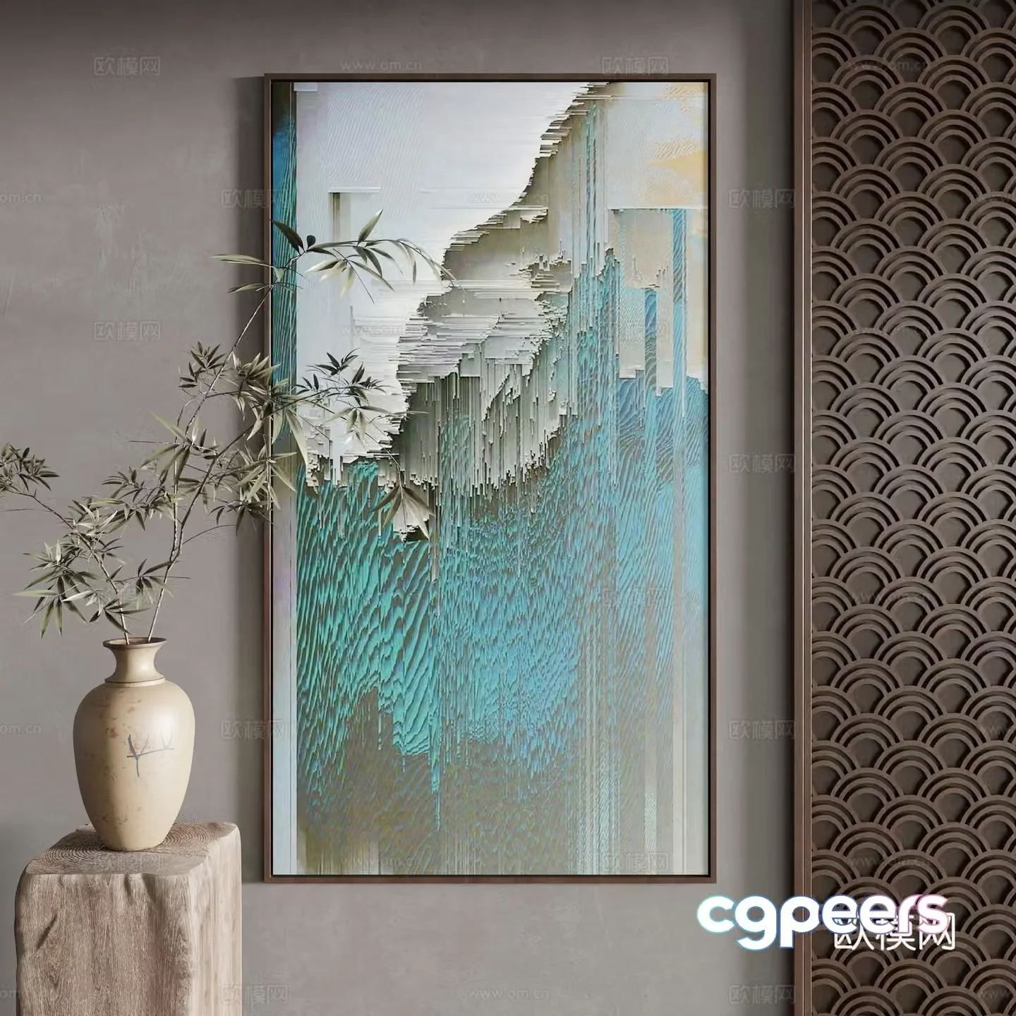 New Chinese style decorative painting 3D model