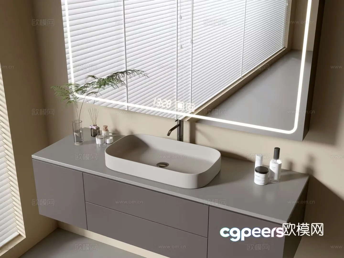 Modern bathroom cabinet bathroom basin bathroom ornaments mirror cabinet sink 3d model