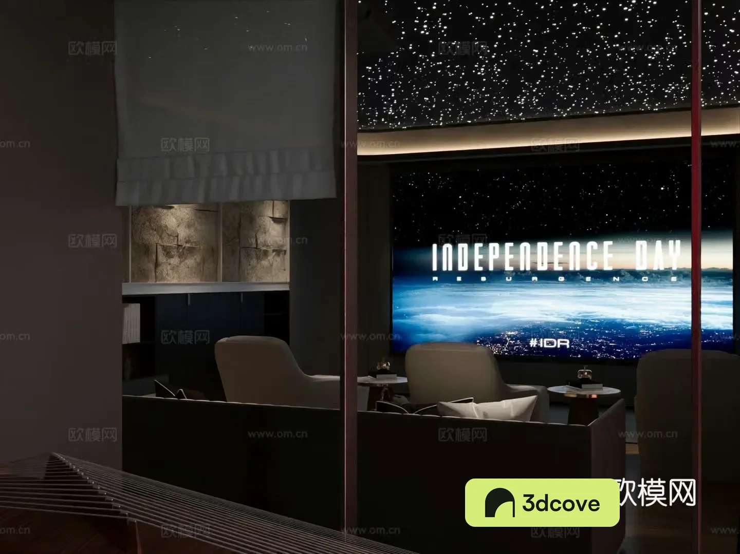 Modern audio and video room basement entertainment room