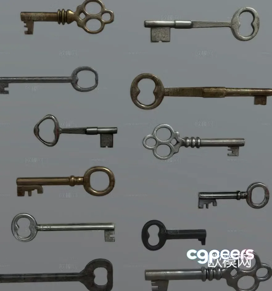 Chinese key retro door key 3d model