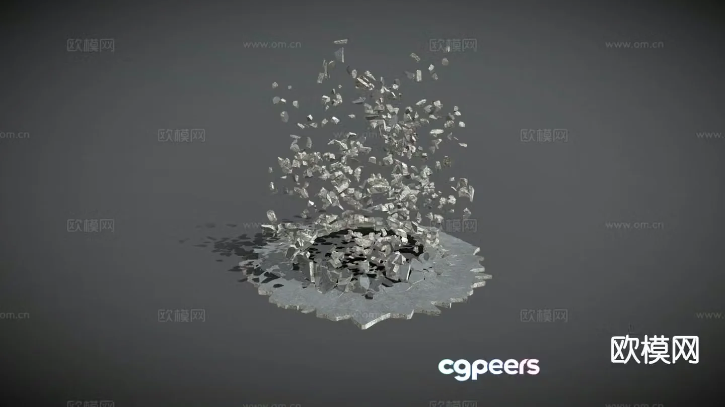 Earth Split Circle Damaged Scene 3D Model