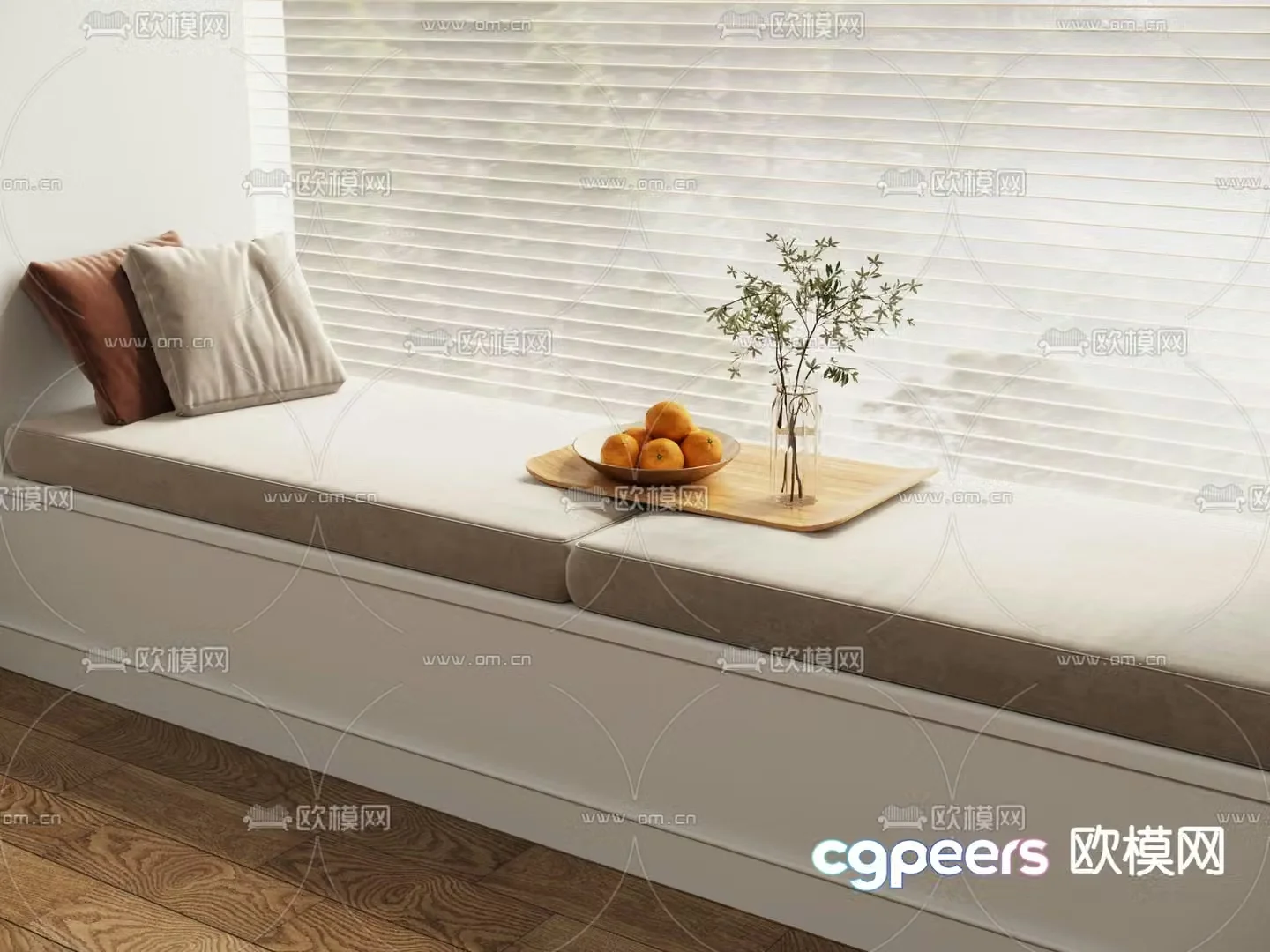 Modern bay window cushion seat cushion sofa cushion 3d model
