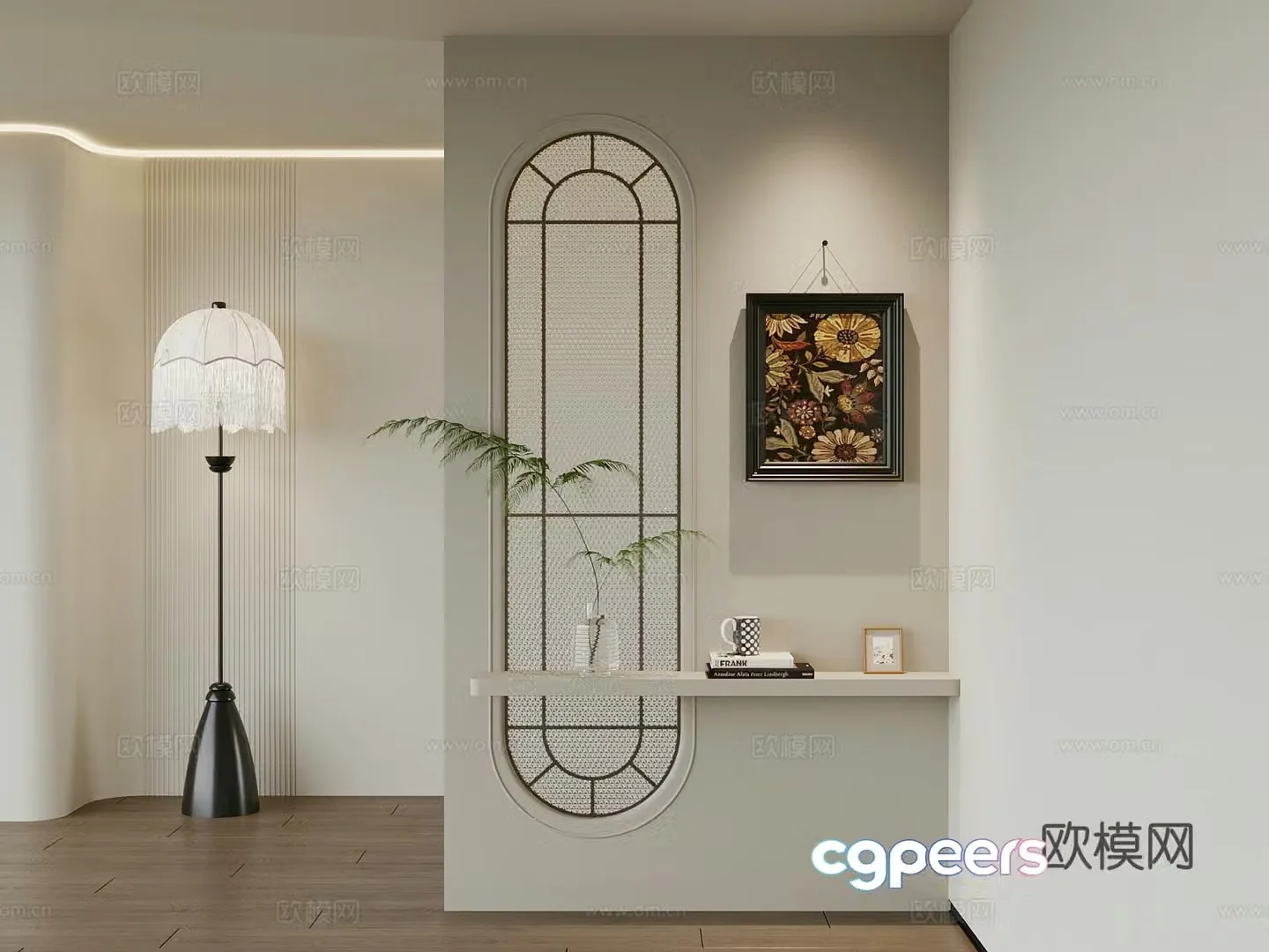 06 French entrance partition floor lamp decorative painting 3D model