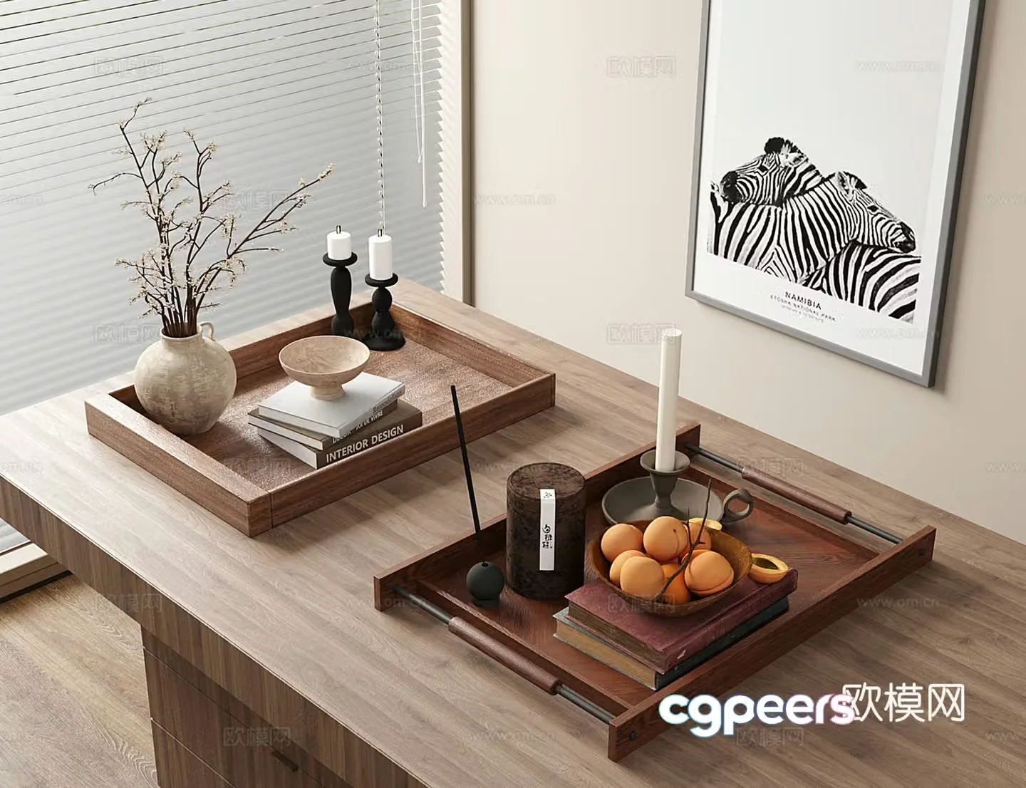 Middle style pallet wooden pallet decorative ornament combination 3D model