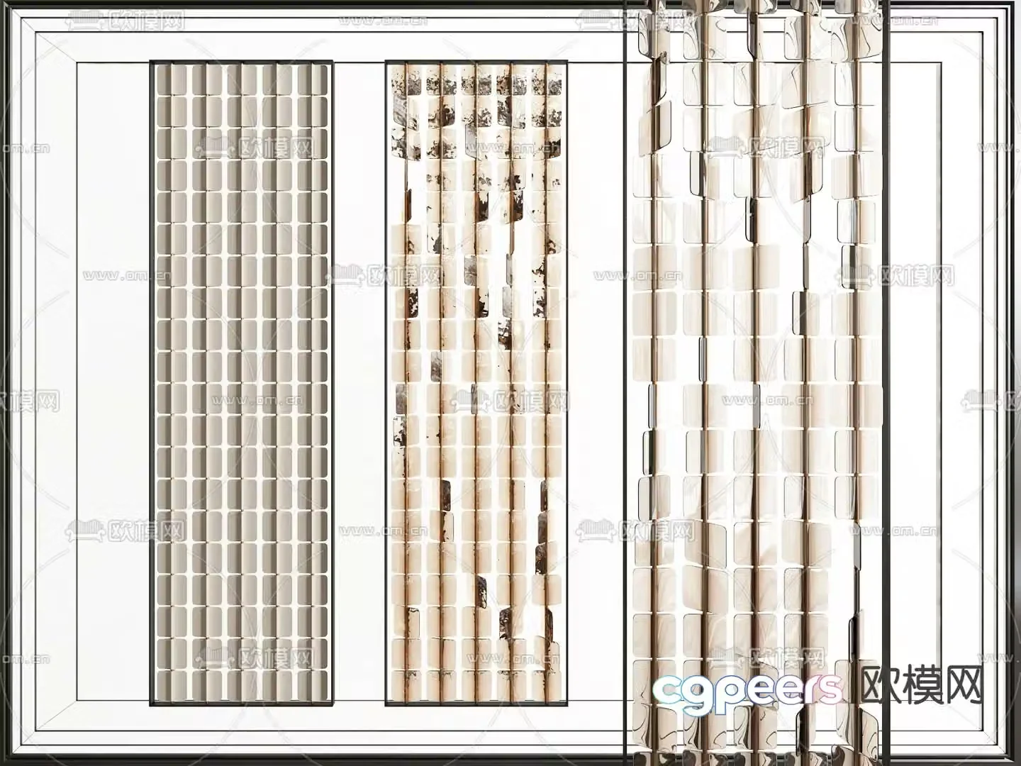 3D model of glass brick partition