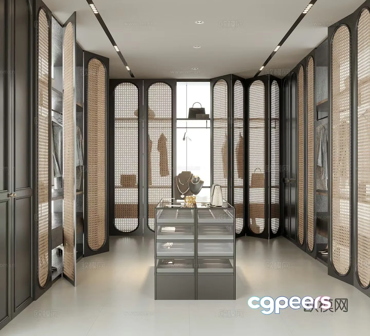 Modern island cloakroom wardrobe 3d model