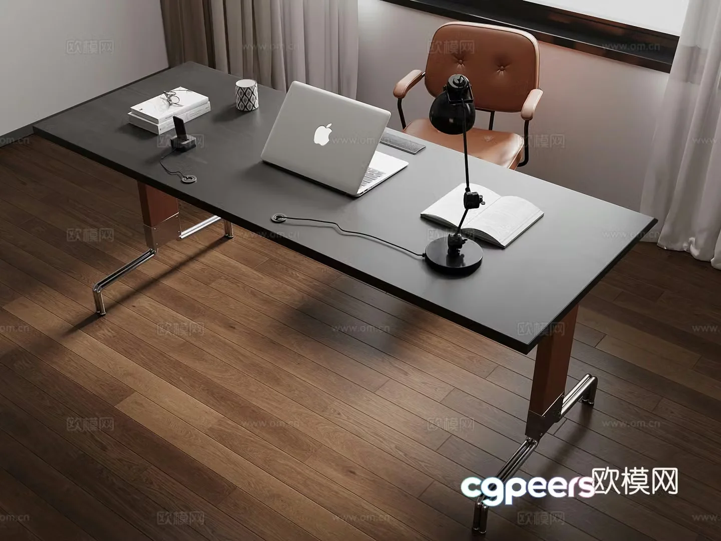 Middle style desk and chair Office and study supplies 3D model