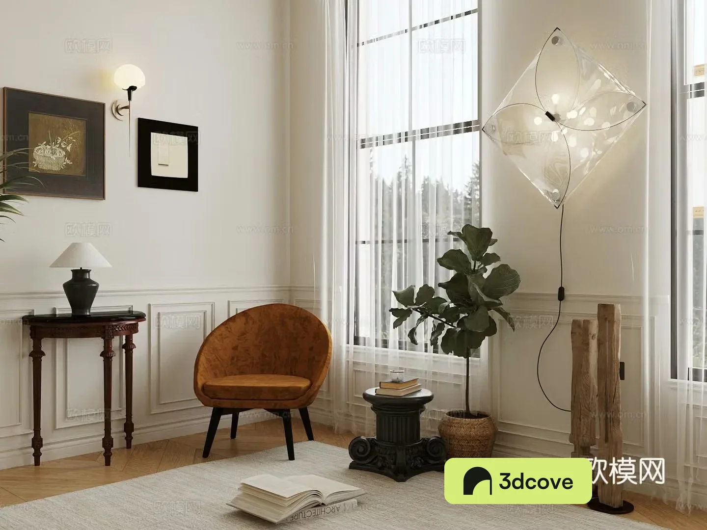French casual chair sofa chair kite lamp wall lamp