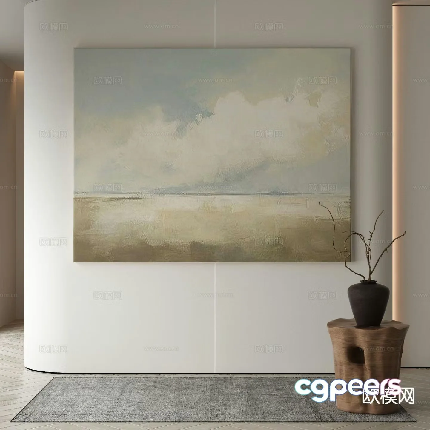 Modern decorative painting landscape oil painting 3d model