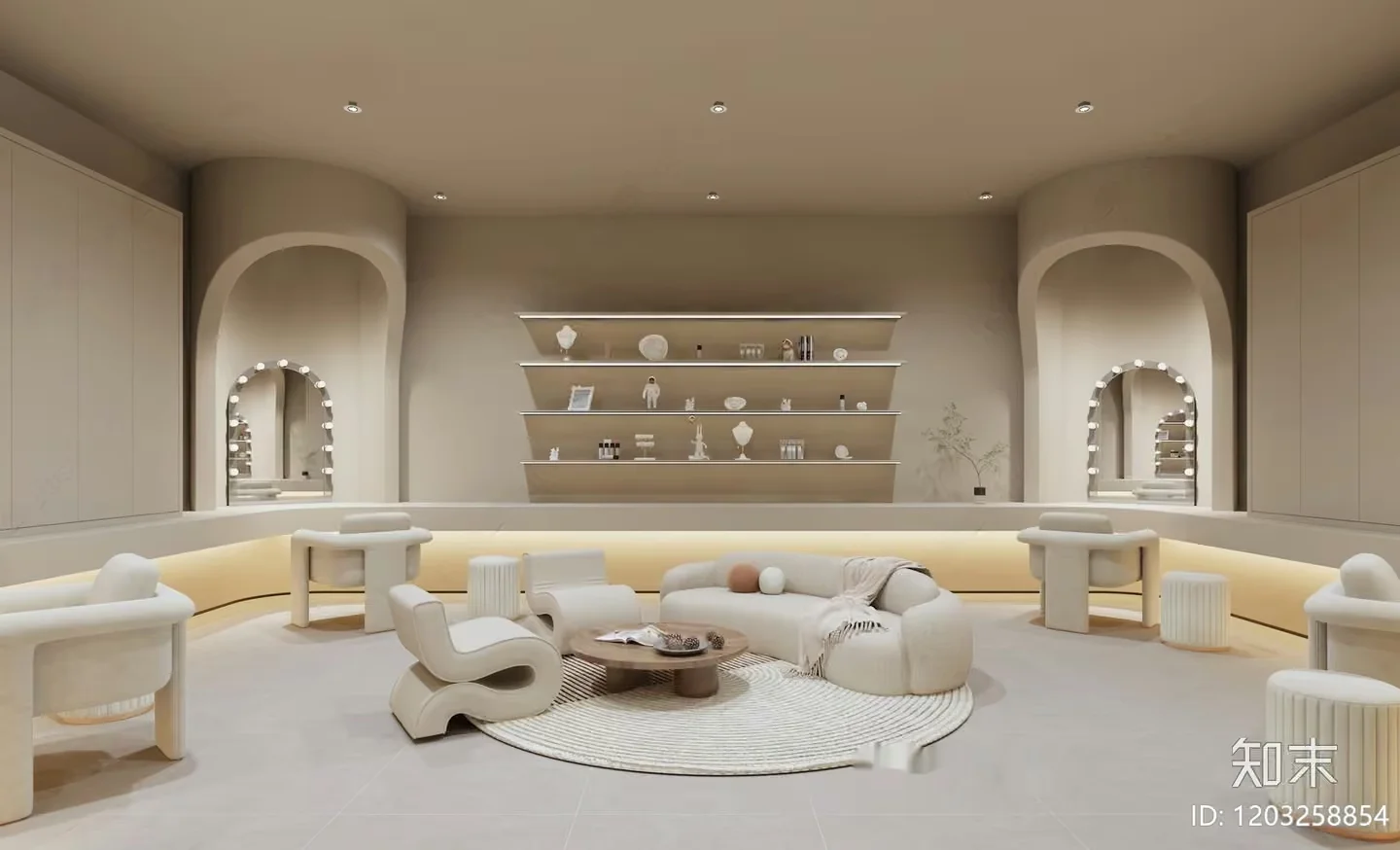 Modern Beige Living Room 3D Model – 7148 – VRAY Render
