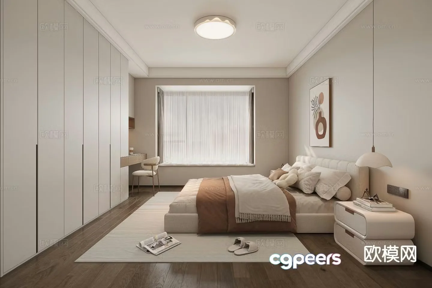 Cream style bedroom master bedroom 3d model