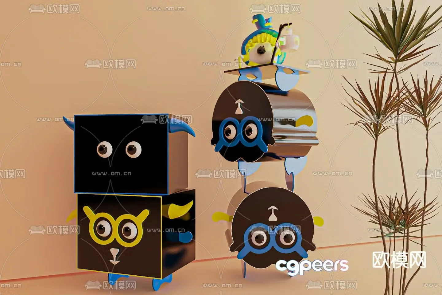 Children’s Cabinet Cartoon Side Cabinet 3D Model