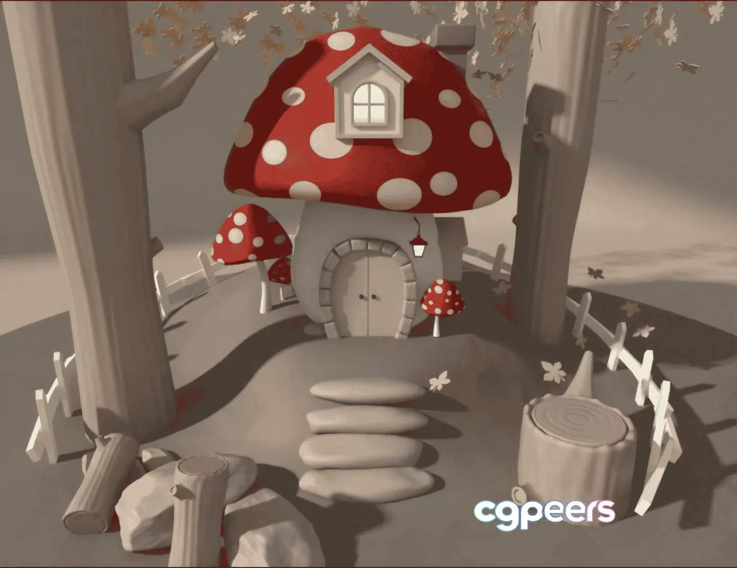 Mushroom House 3D Model – 15651 – VRAY Render