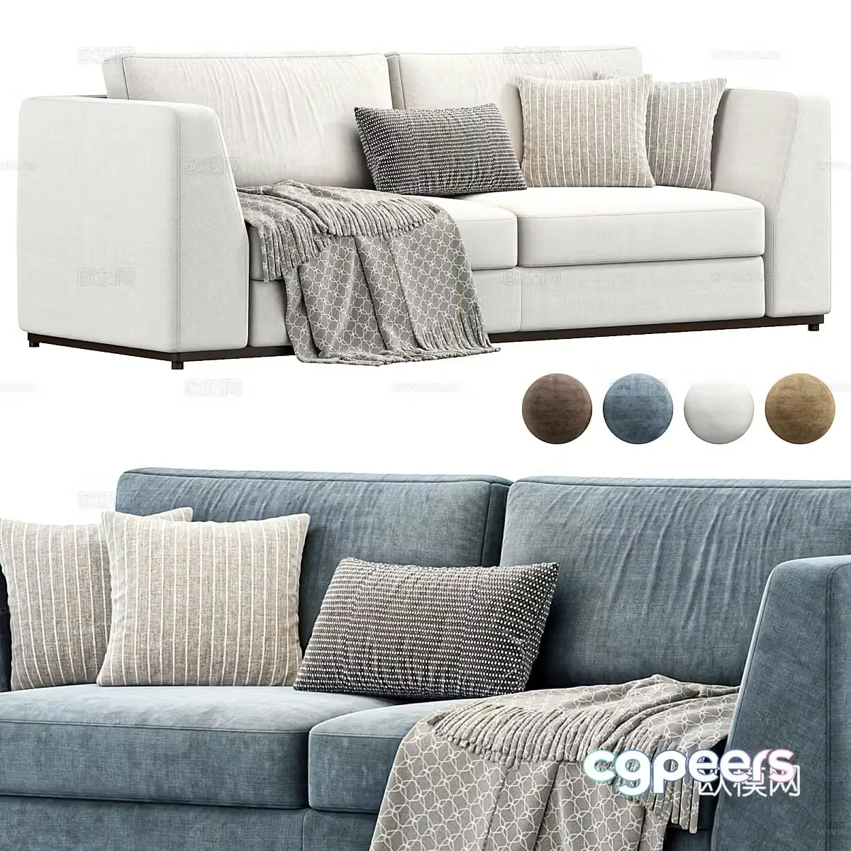 Modern Colt Two-person Casual Sofa 3D Model