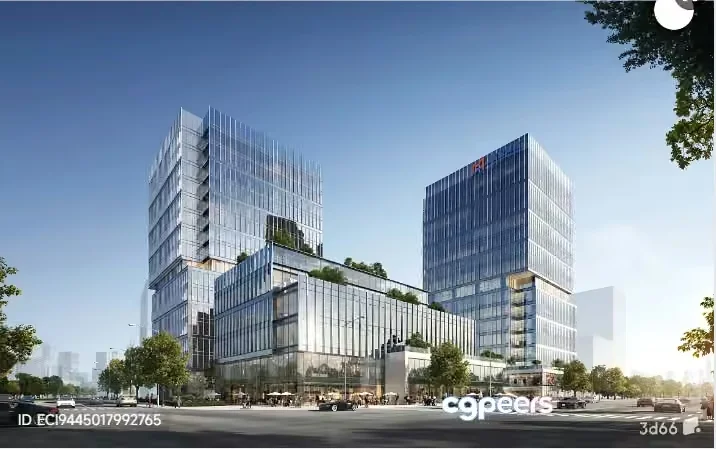 A Large Glass Building 3D Model – 3066 – VRAY Render