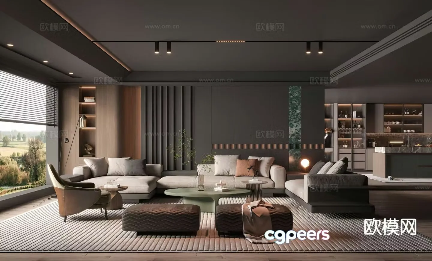 Light luxury living room 3D model