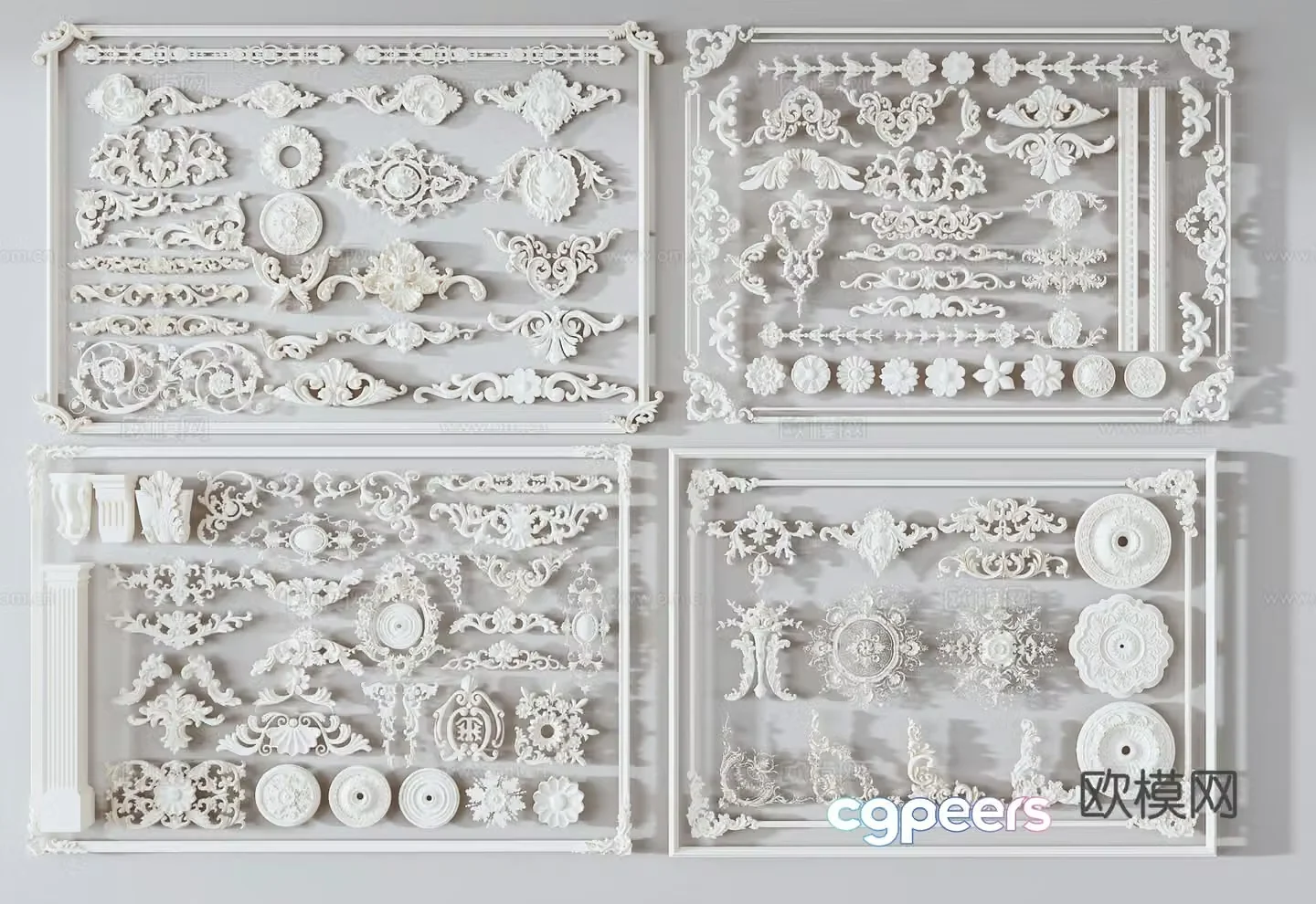 Modern French gypsum line carved 3d model