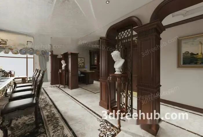 Classic Dining Room 3D Model – 20331 – VRAY Render