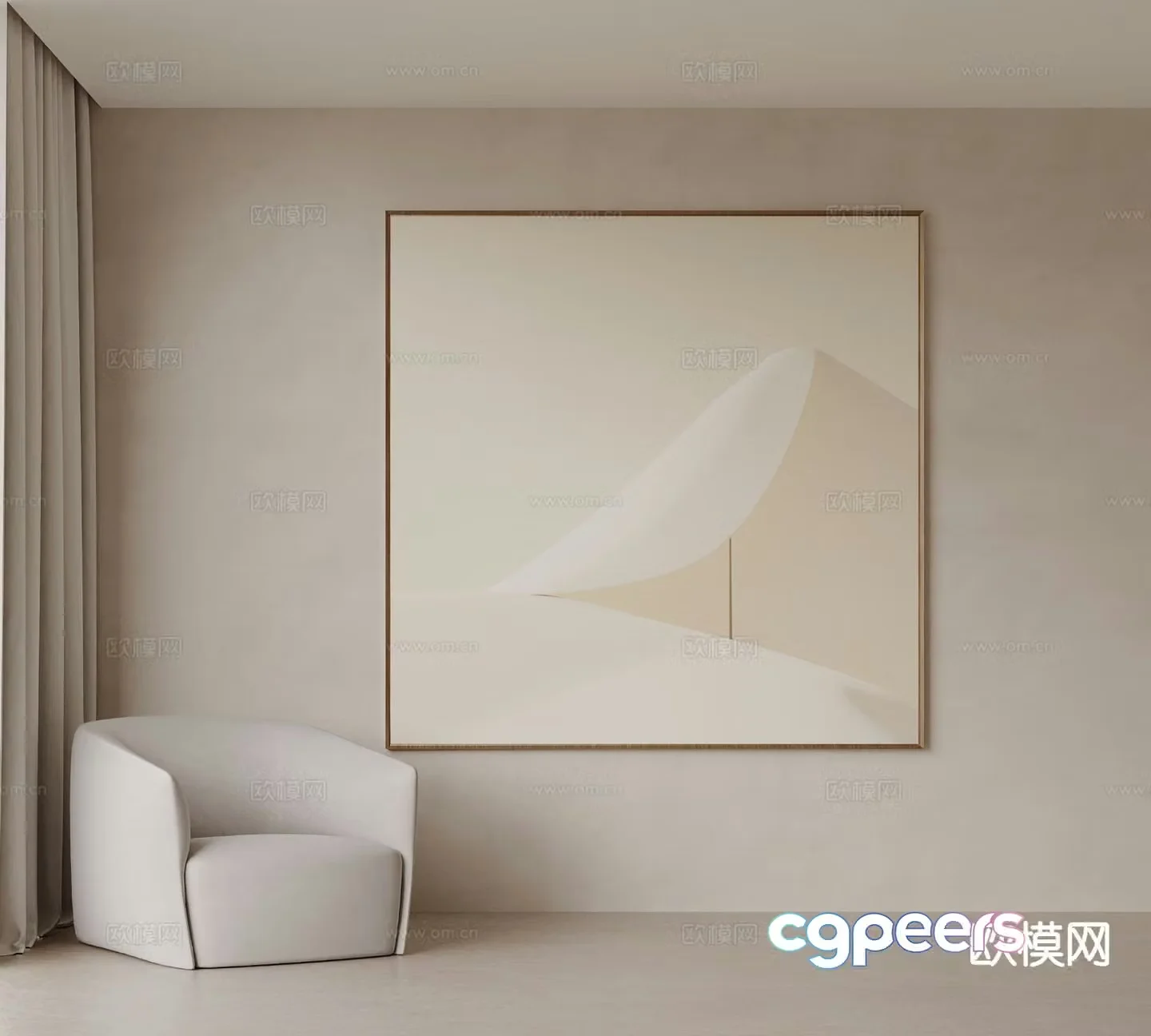Cream style art painting texture painting decorative painting 3d model