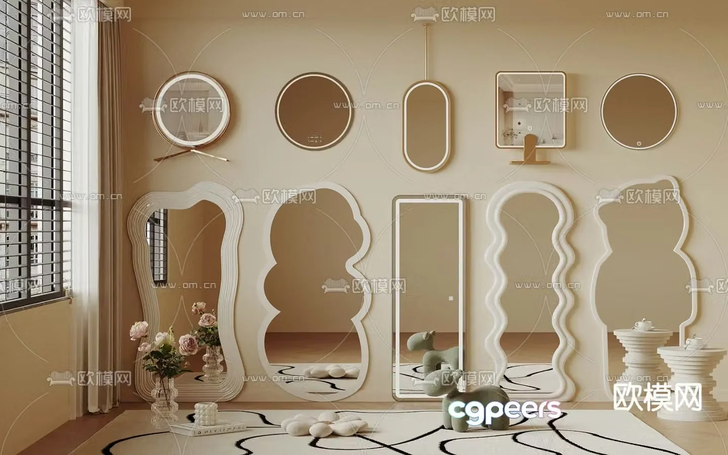 Mirror Full-body Mirror Special-shaped Mirror Full-body Mirror 3D Model