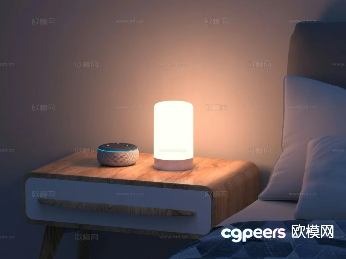 Ambient light bedside table lamp 3d model