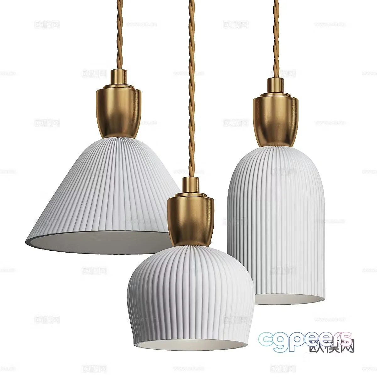 Modern light luxury decorative hanging line light 3d model