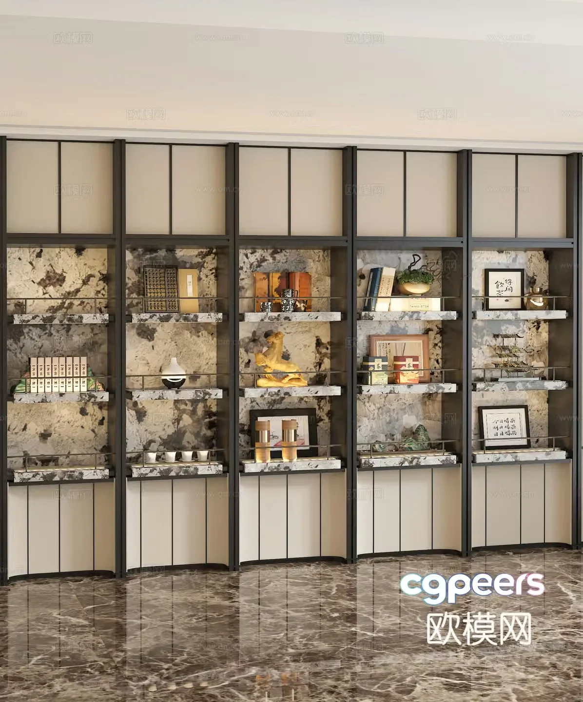 New Chinese style decorative cabinet 3D model