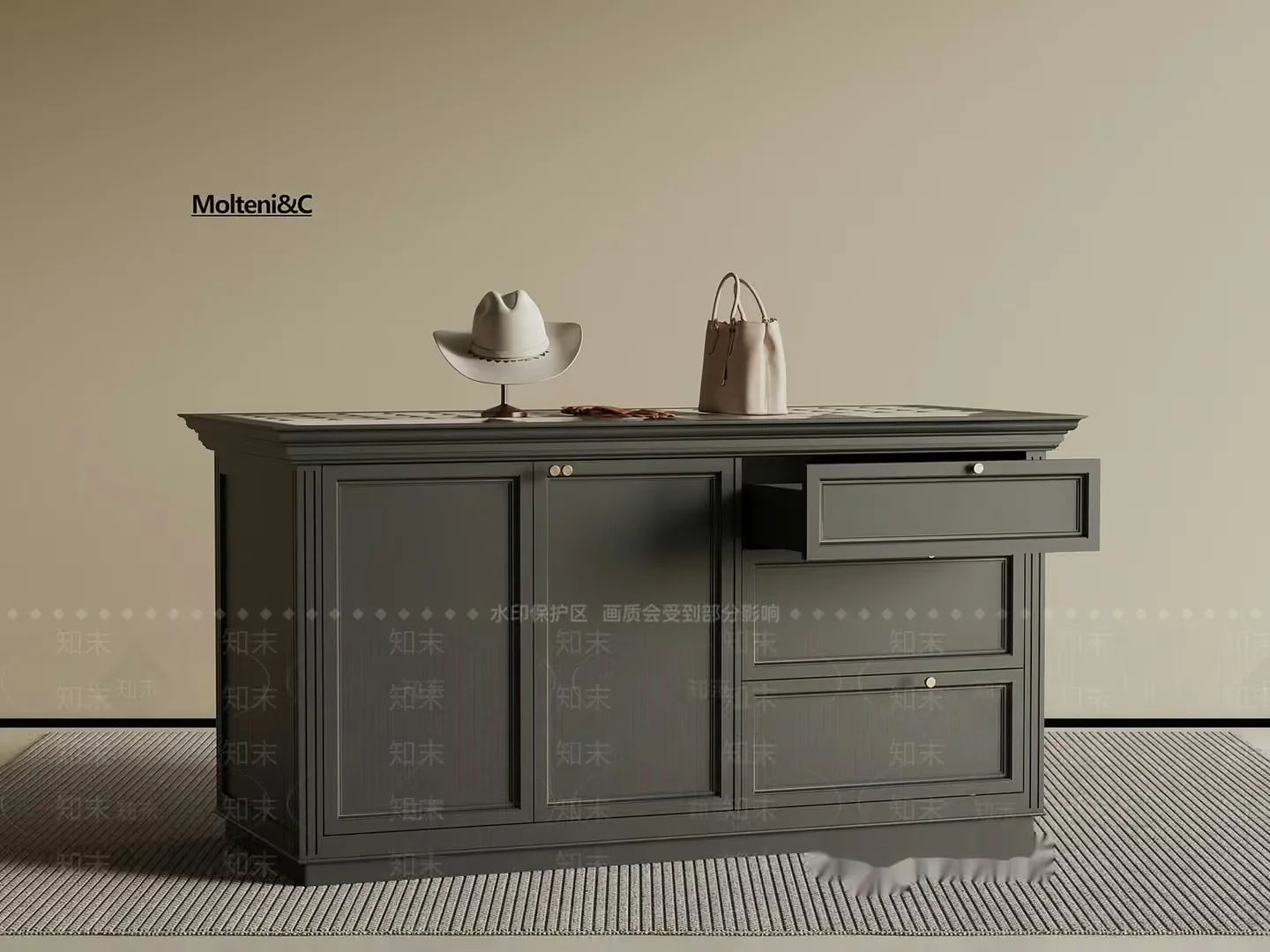 A Gray Dresser 3D Model – 12103 – VRAY Render