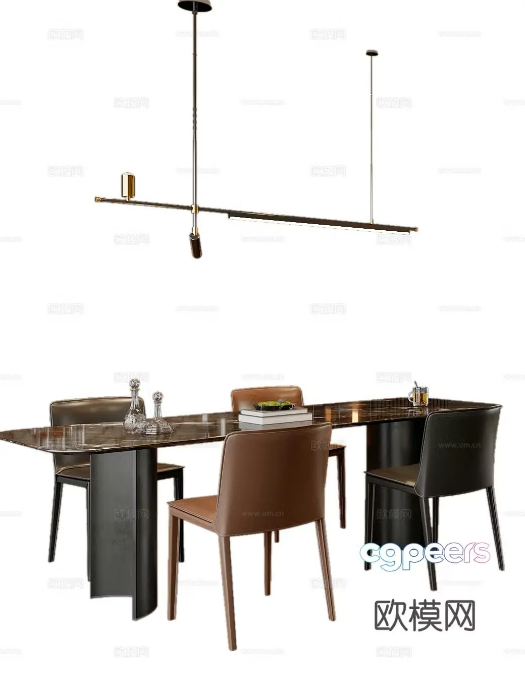 Italian dining table and chairs 3d model