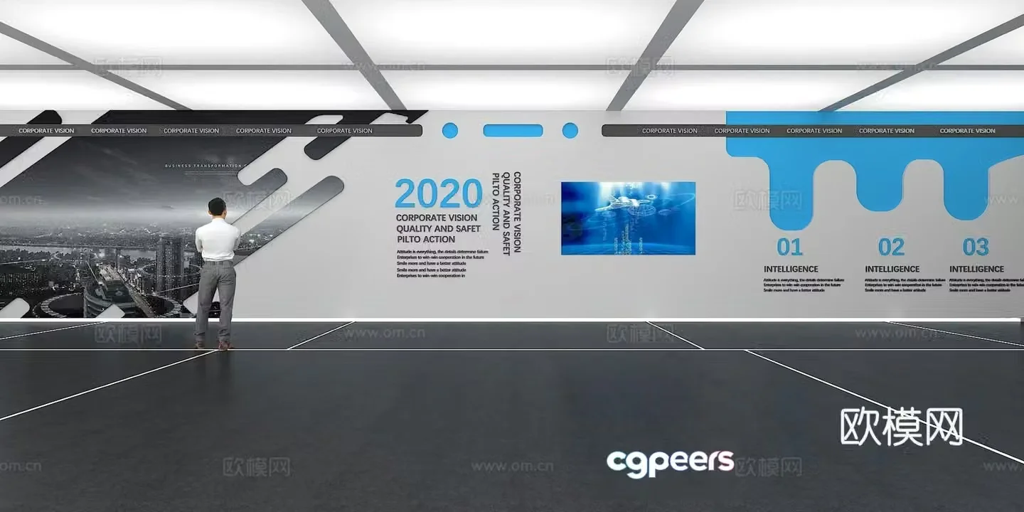 Cultural wall Corporate culture wall Display wall Theme wall Exhibition hall Campus culture Corridor 3D model