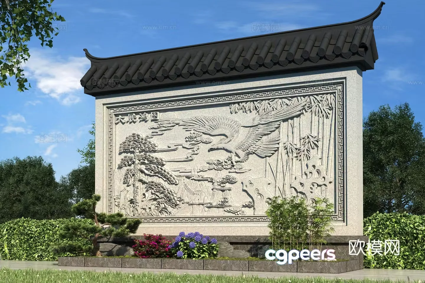 Chinese screen wall screen wall background wall 3d model