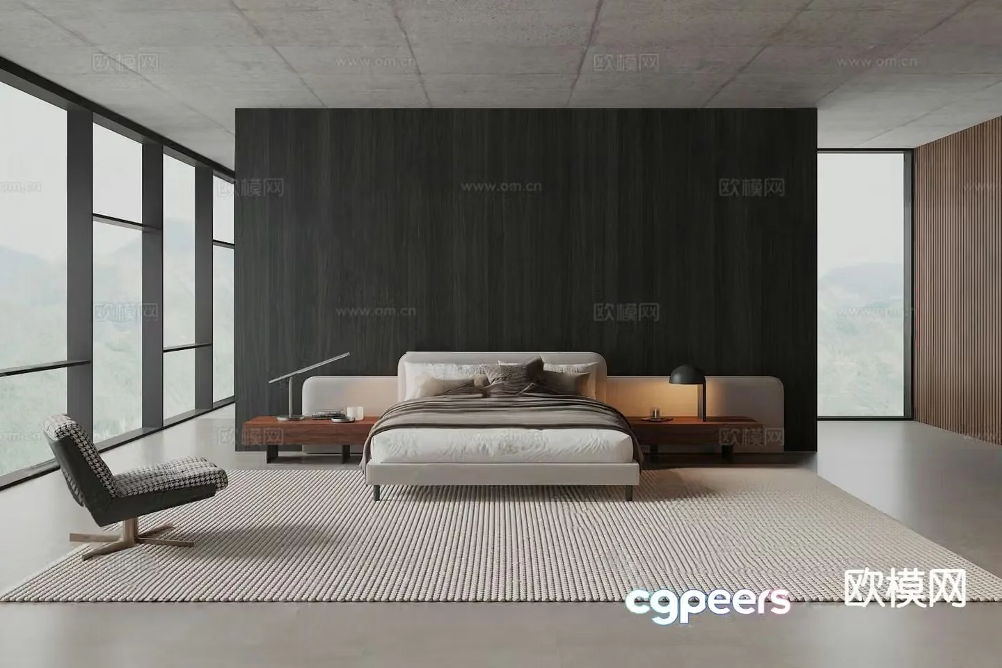 Modern double bed 3d model
