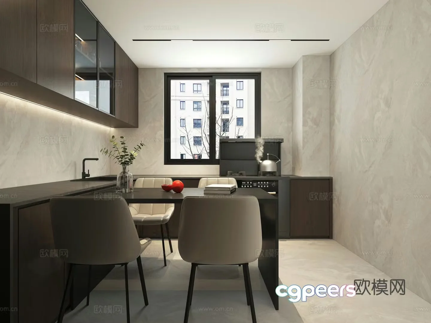 Modern kitchen dining room 3d model