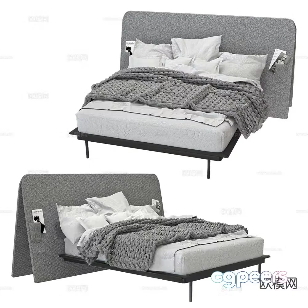 Modern double bed 3d model