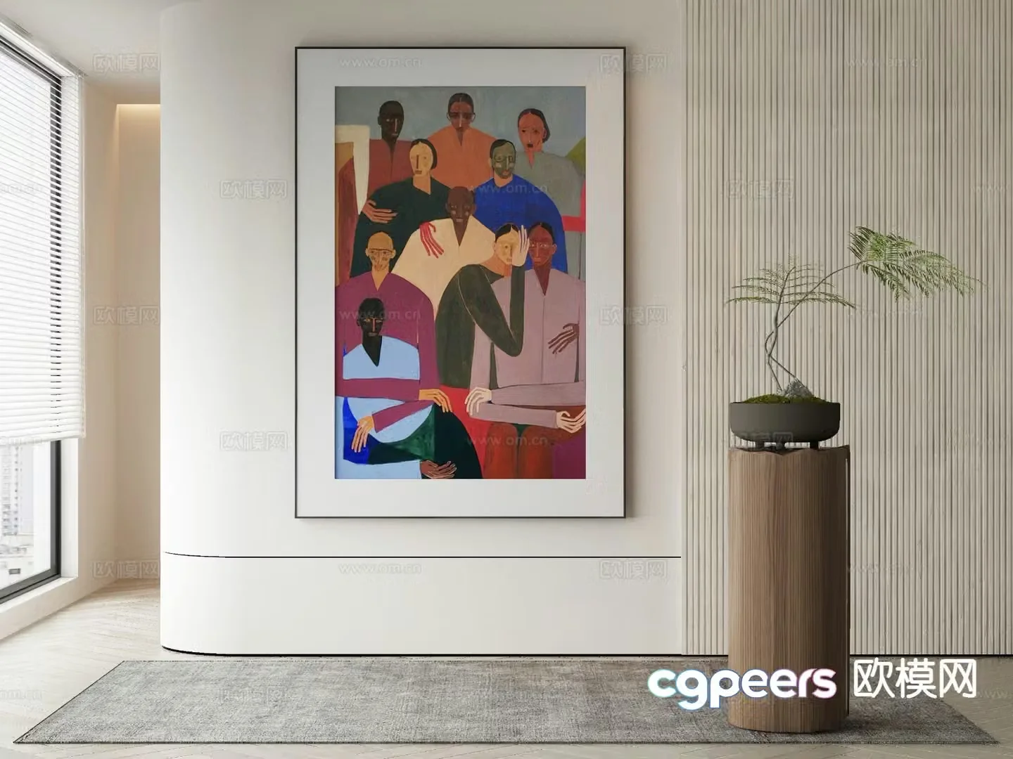 Modern art painting texture painting decorative painting 3d model