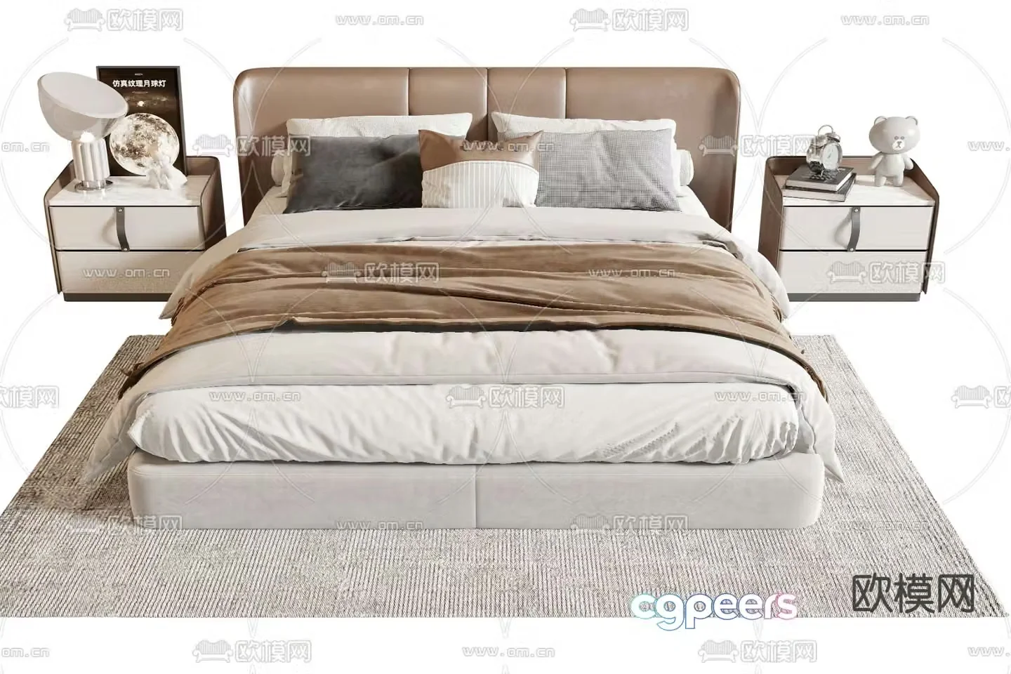Modern double bed 3d model