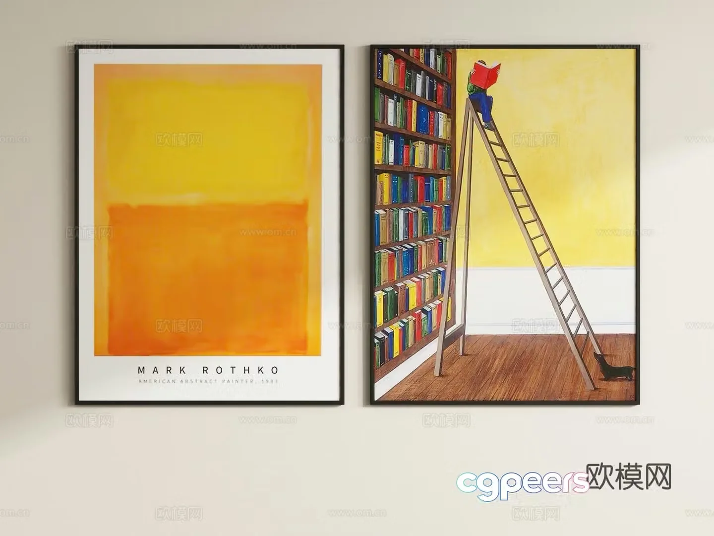 Modern abstract painting Decorative painting Hanging painting 3d model
