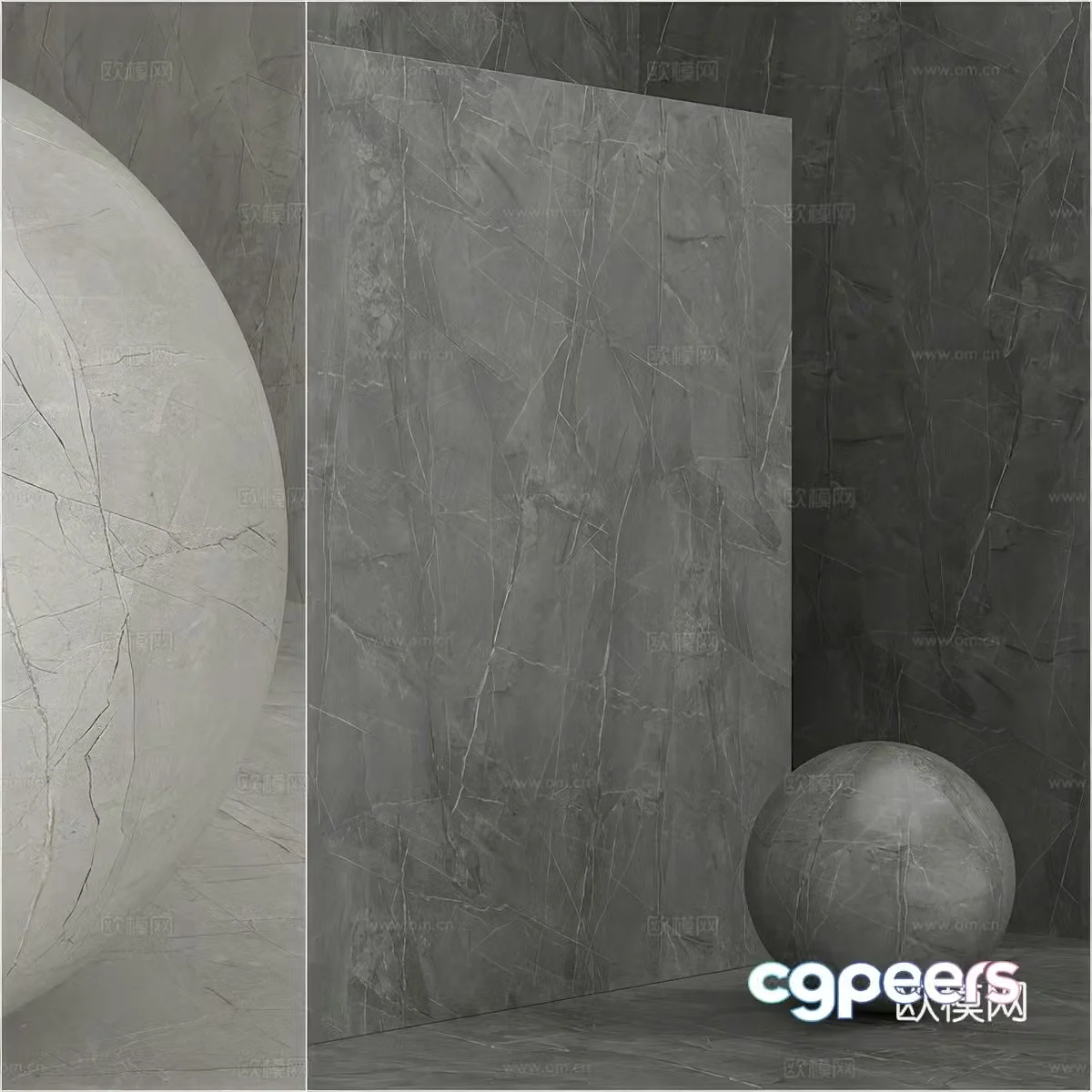 Industrial style marble rock slab gray marble wall 3d model