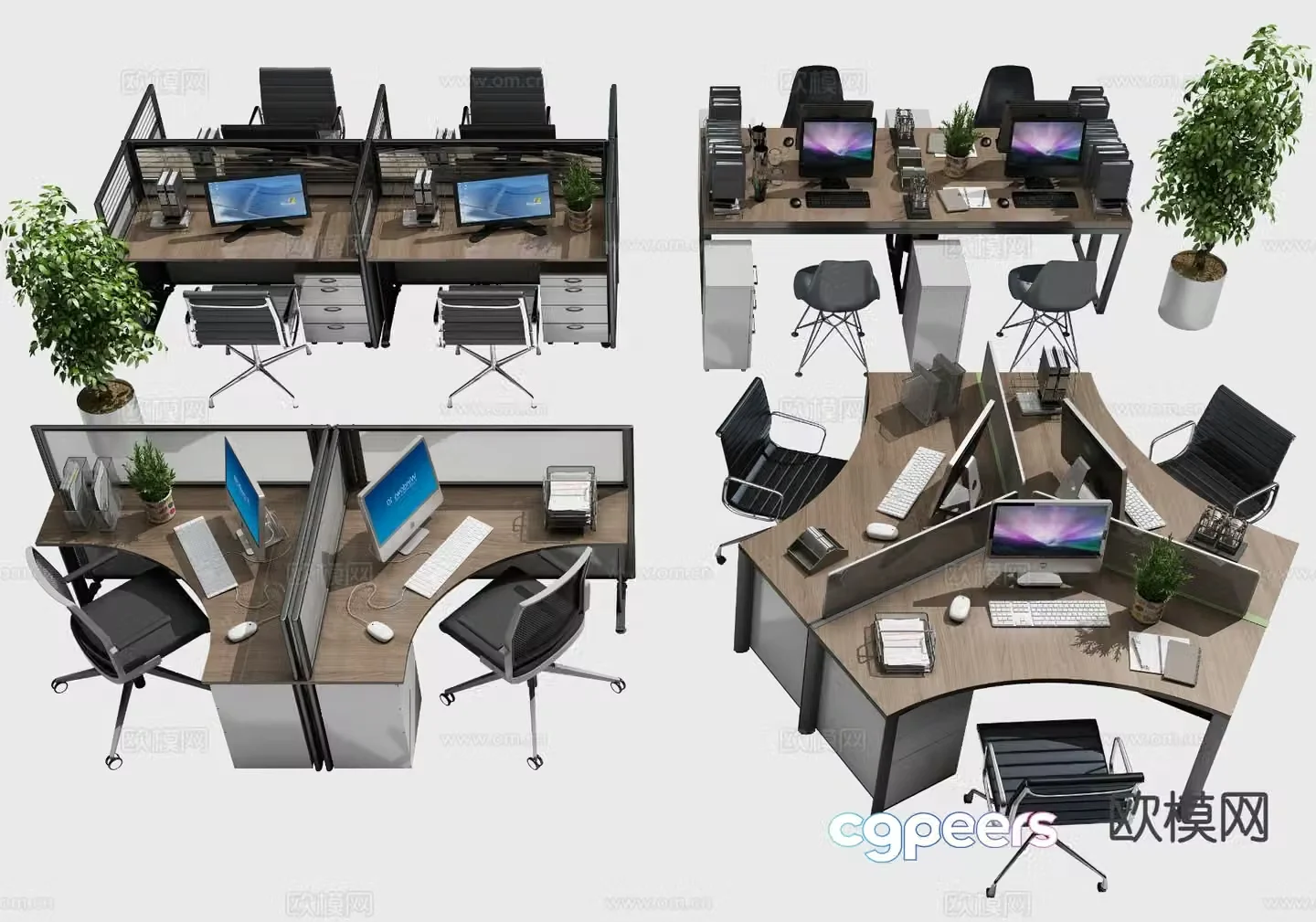 Modern office desk and chair staff table staff table 3d model