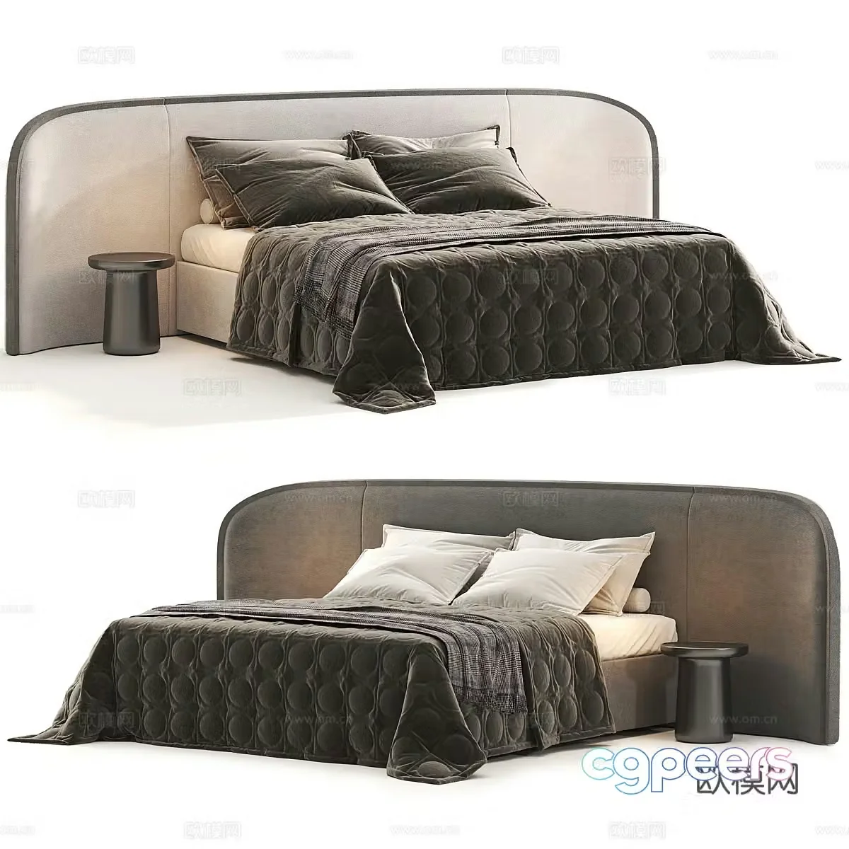 Modern Italian fabric double bed 3D model