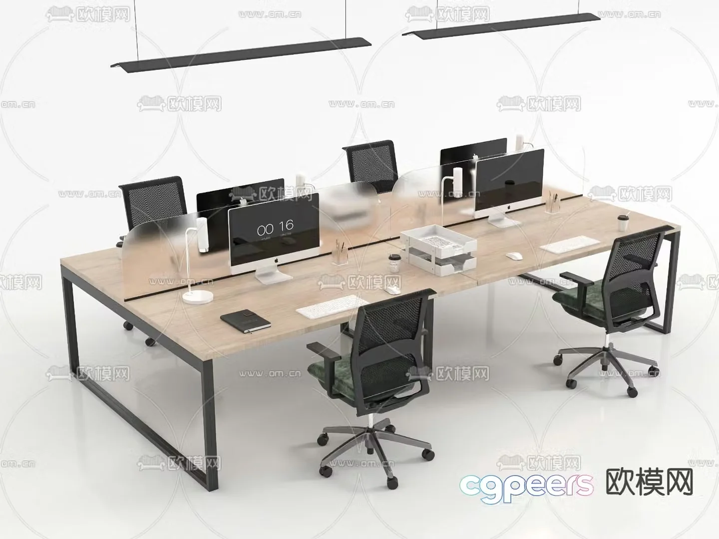 Card space desk work station post 3d model